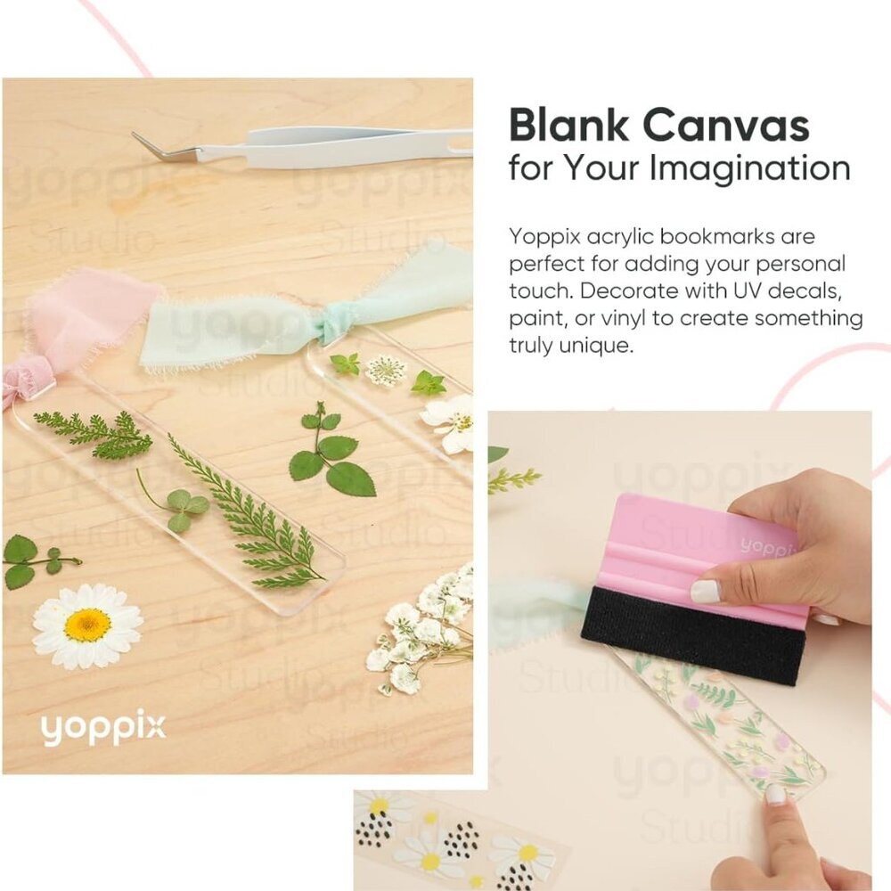 60 Pieces Acrylic Bookmark Blanks- 3mm Thicken Clear Acrylic Bookmarks with 60 P - Picture 3 of 6
